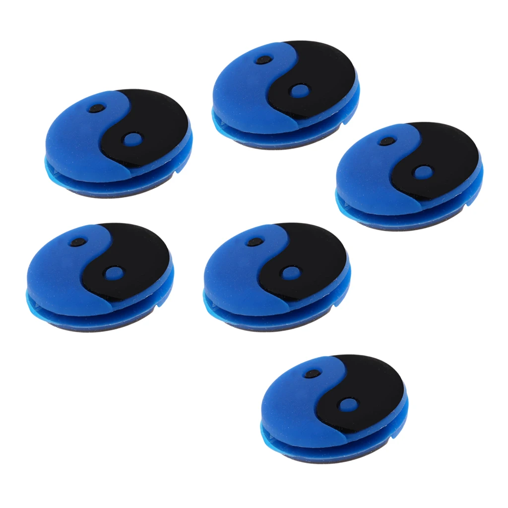 Pack of 6 Yin and Yang Pattern Tennis Racquet Vibration Dampener Blue -