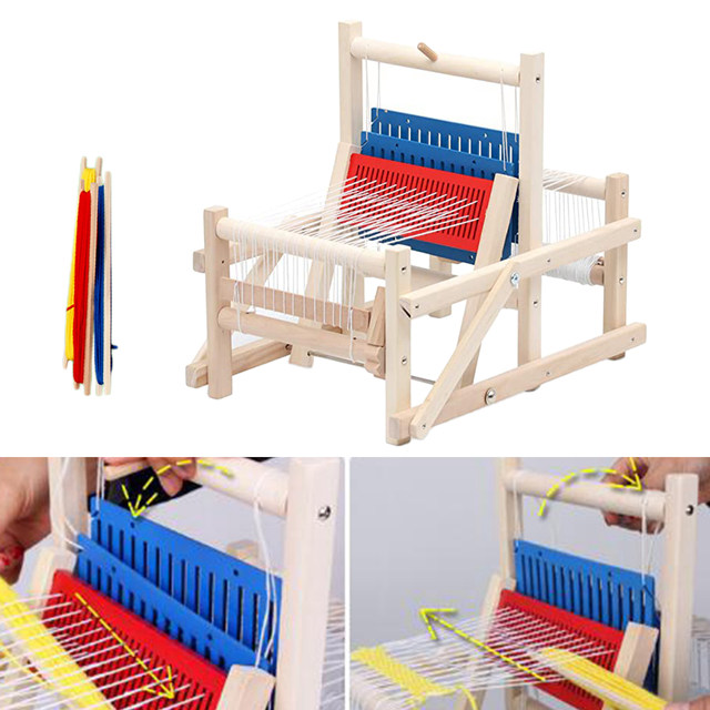 Wooden Weaving Loom Machine Children Kids Toy Craft Puzzle Toys