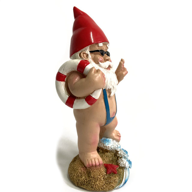 Summer Gnome In Swimsuit By The Beach Lawn Gnome Figurine Novelty