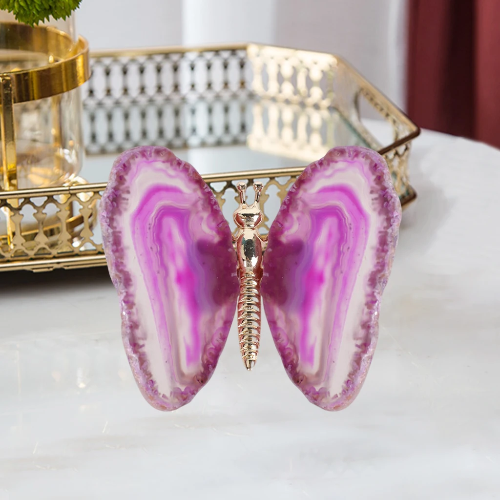 Natural Agate Butterfly Decorative Figurines Crafts Statue Office Bedroom Indoor Lawn Decoration