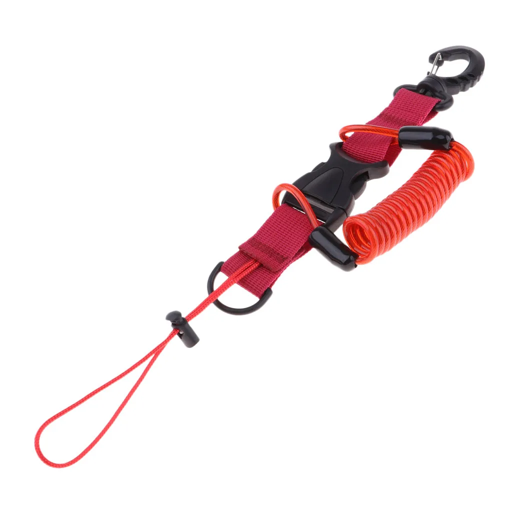 Scuba Diving Dive Snappy Coil Lanyard Camera Light Torch Holder Spring Leash