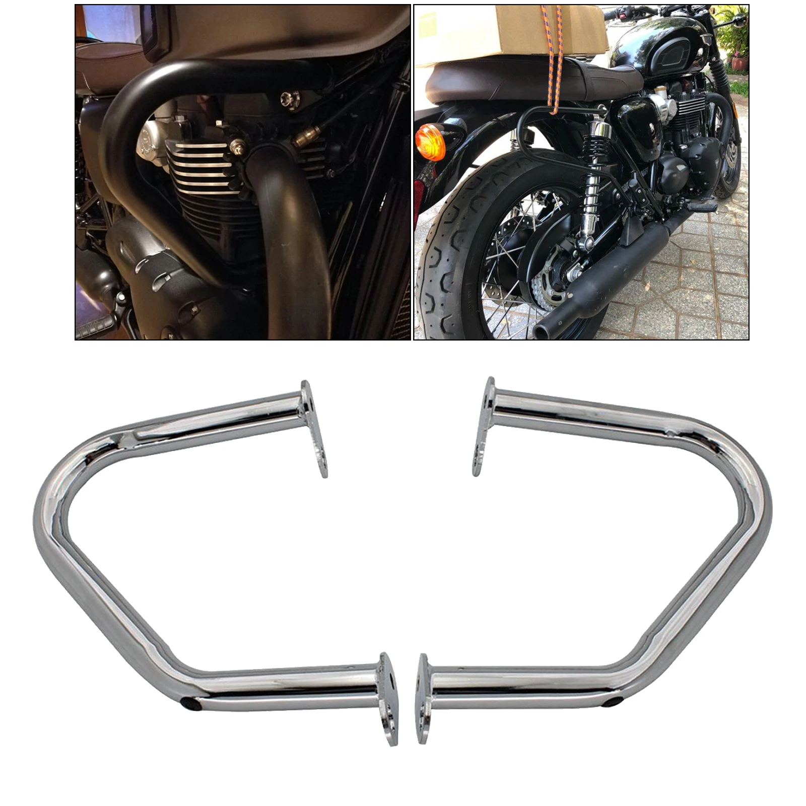 1pair Chrome Motorcycle Engine Guard Crash Bars For   T100 T120 16-19