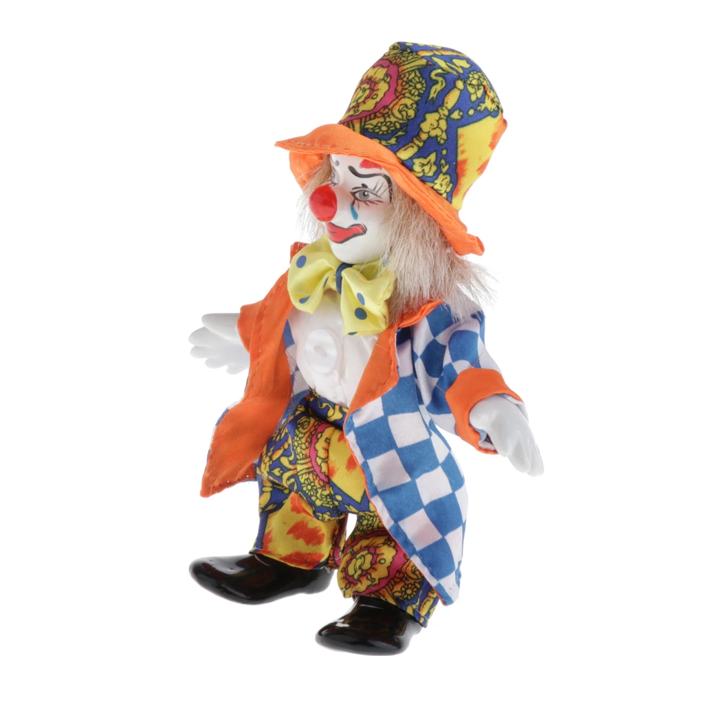 6.3`` Standing Clown Porcelain Doll Harlequin Doll with Colorful Costume for Christmas Kids Toys Gift