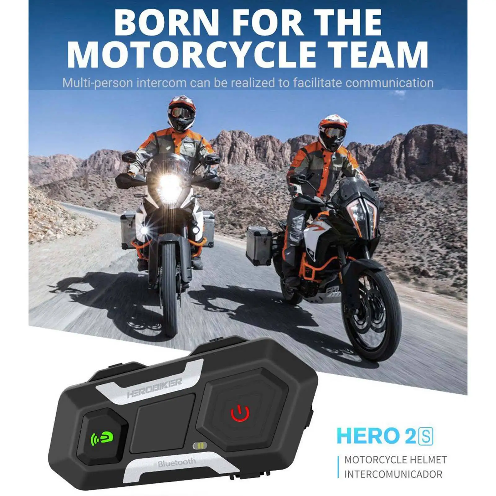Motorcycle Intercom Interphone 1200M Bluetooth Headset for Helmet Soft Mic