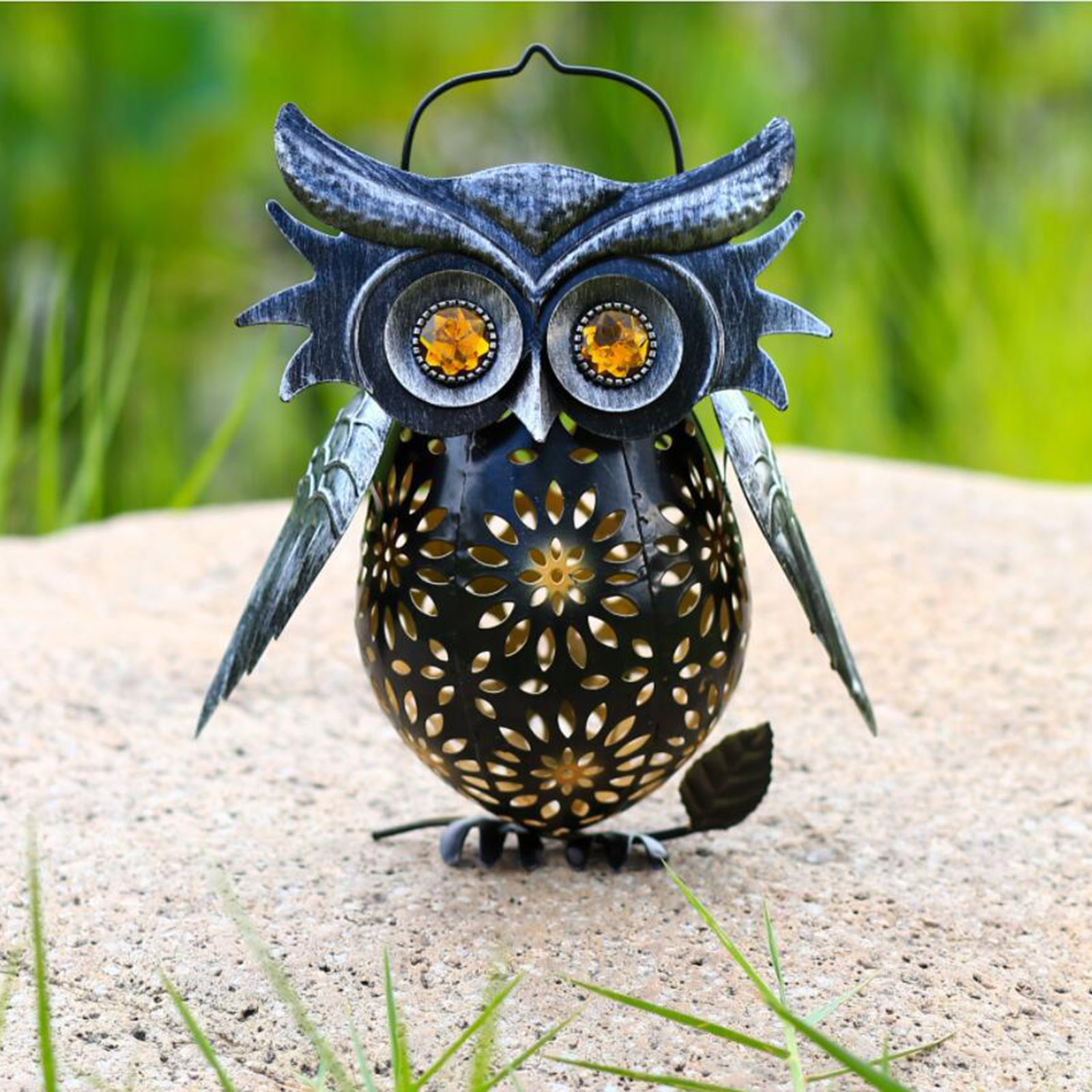 Adorable Solar Owl Lantern Light Metal Decor Art IP65 Garden Landscape Light Lawn Courtyard