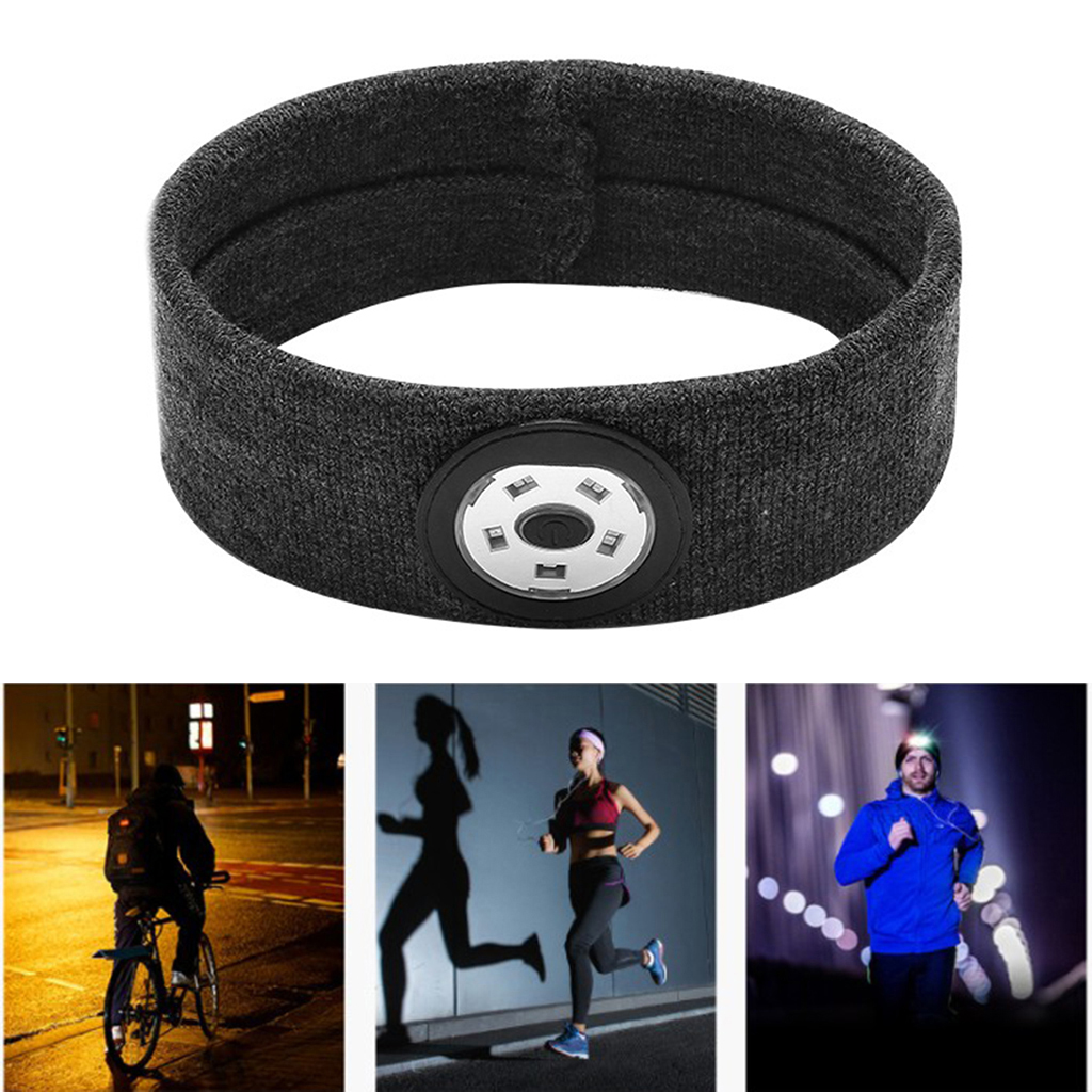 Headband Cover with Adjutable LED Lights Safety Workout Hairband Sports Headband