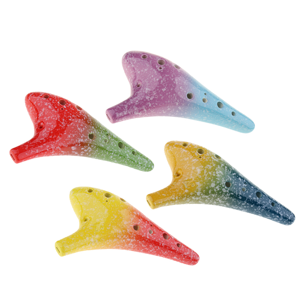 1 Set Colorful Ceramic Glaze 12 Holes   Alto C Ocarina Vessel Flute Xun