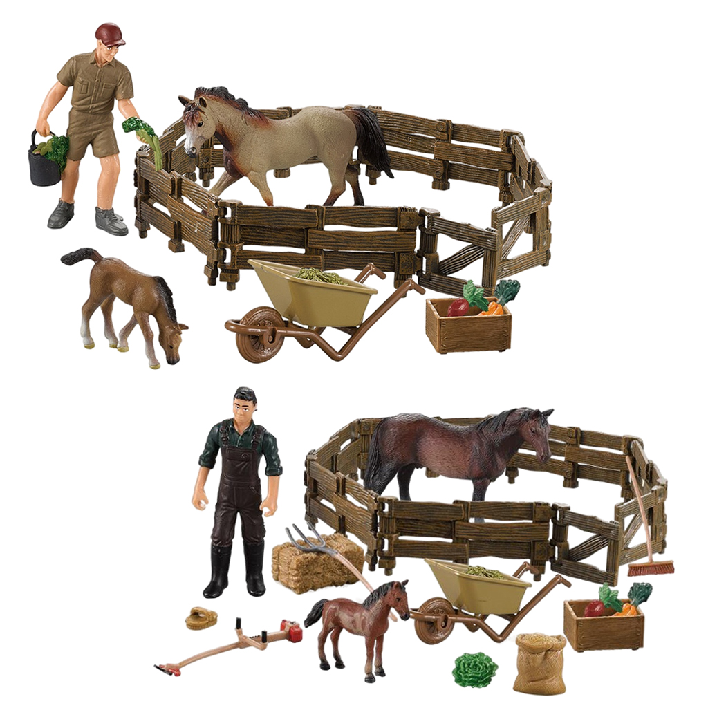 Horse Figure Set Farm Scene for Kids Horse Playset Model Gift for Kids