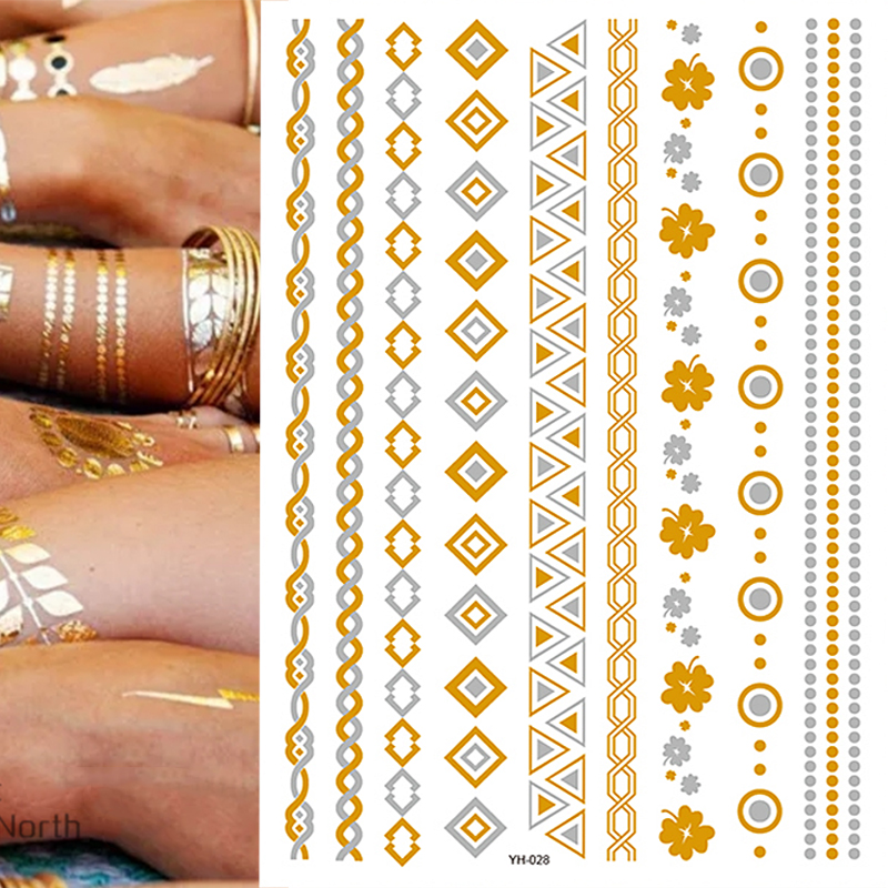 Best of Temporary Tattoos Gold Silver Metallic Tattoo Arm Body Tattoo Cool Bracelet Style Girl DIY Golden Flash Tattoos Reviews & Tips