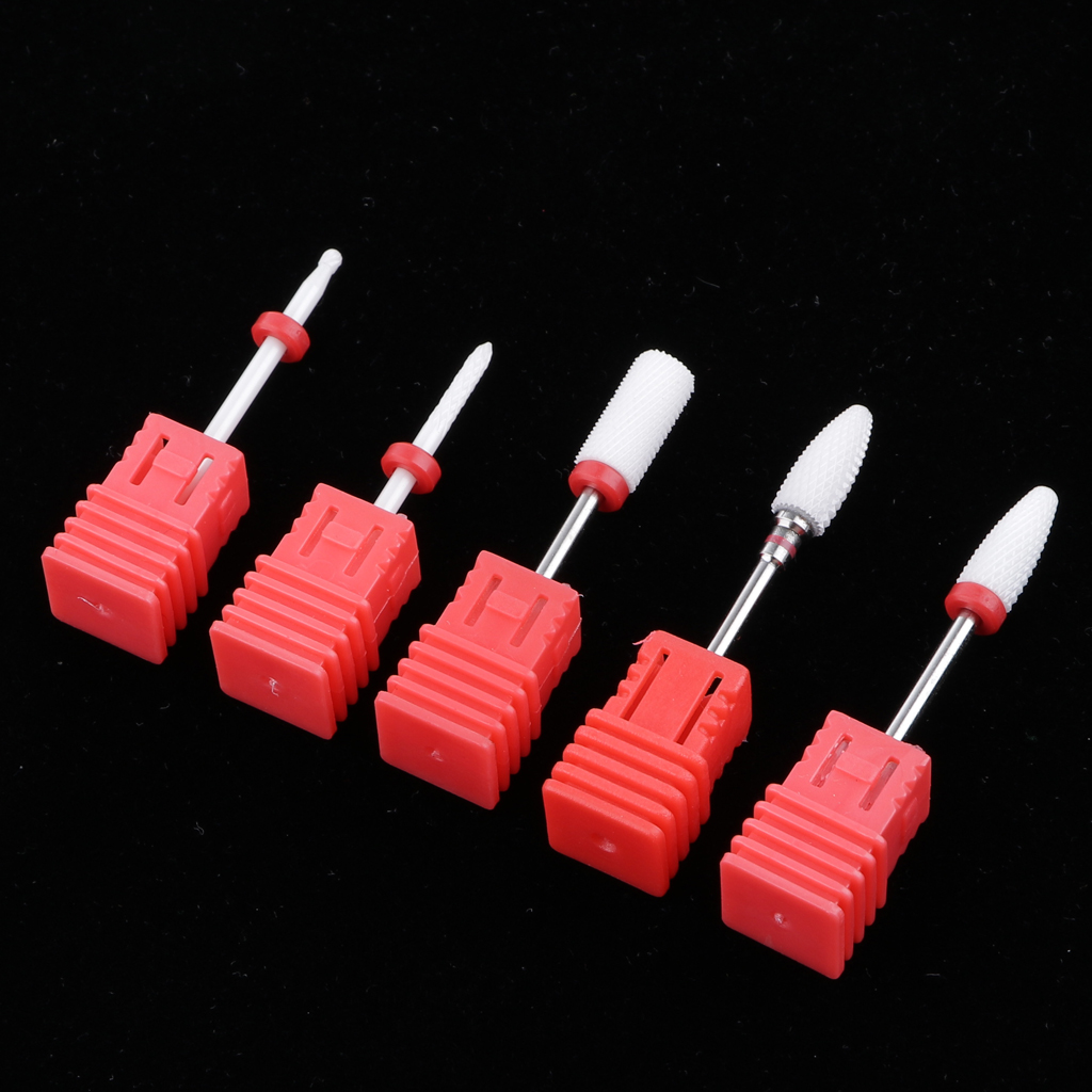 5pcs Ceramic Nail Drill Bits Set, Manicure Pedicure Grinding Head 3/32 inch