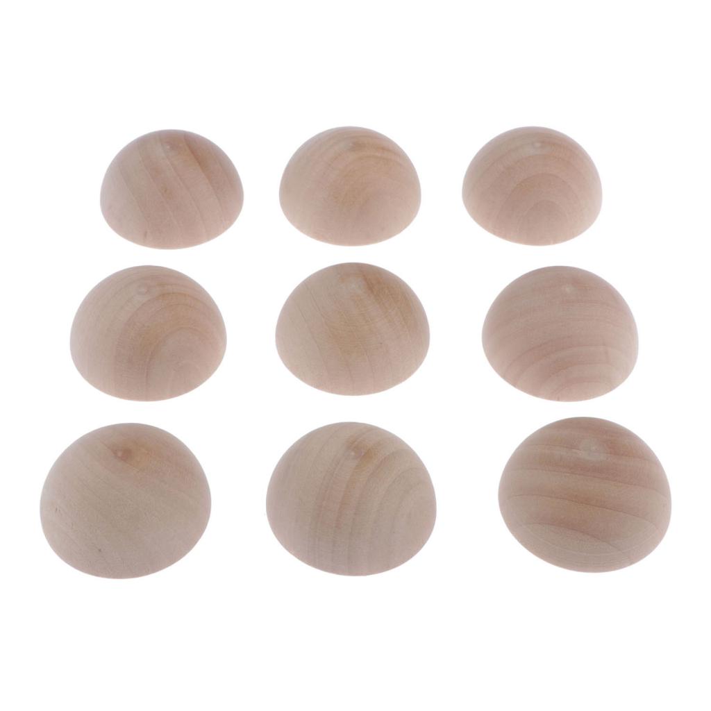 MagiDeal 10/set Natural Solid Wood Blocks Hemisphere Ball for Photo Prop 5cm
