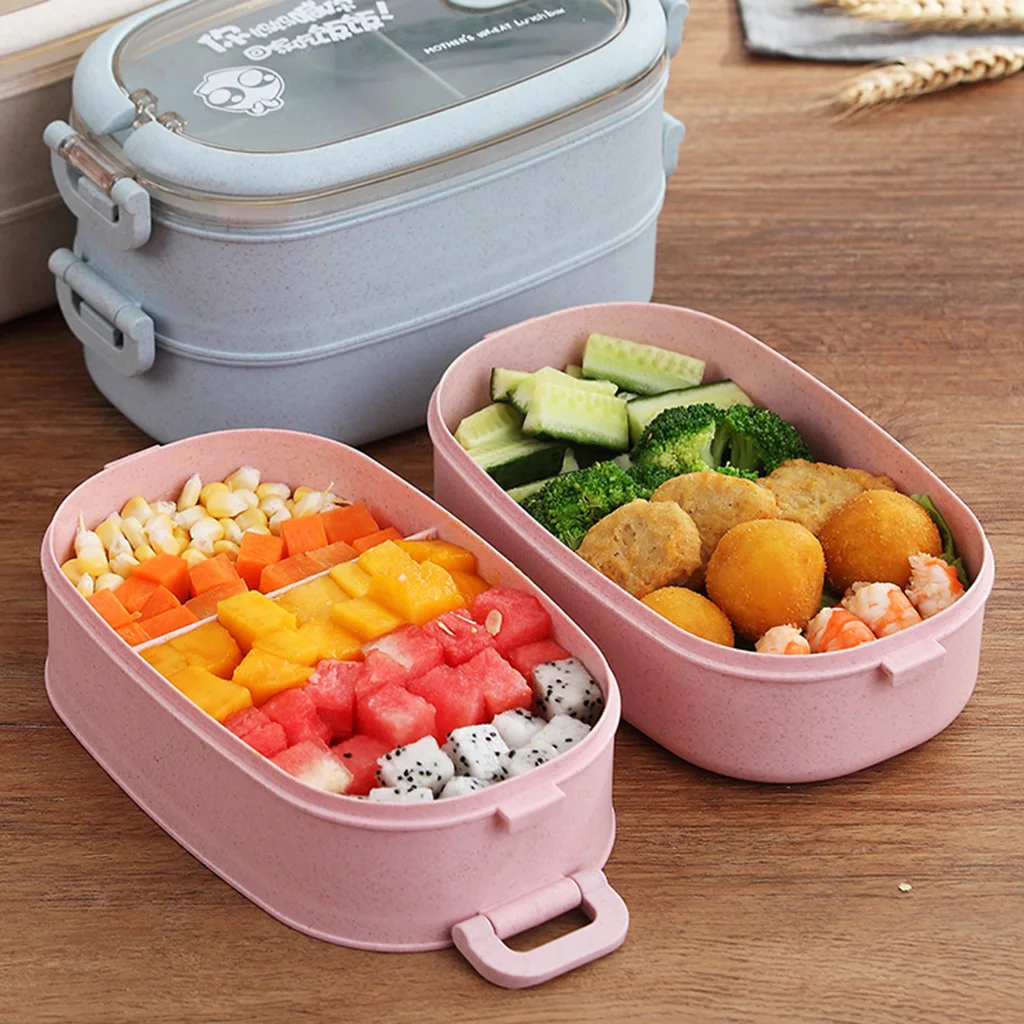Stackable 2 Tier Lunch Storage Bento Box Microwave Snack Food Container