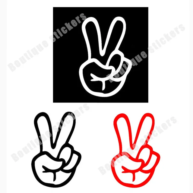 2x VICTORY PEACE HAND V Sign Funny Car Window Bumper JDM Vinyl Decal  Stickers