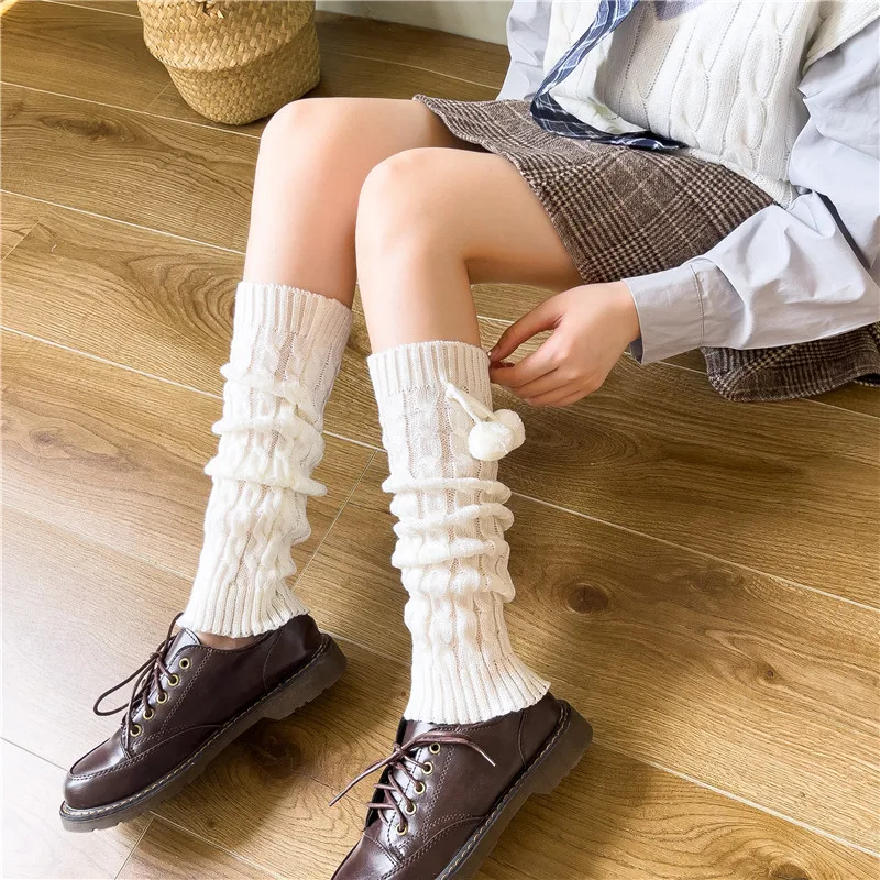 christmas socks womens Lolita Long Socks Women's Leg Warmers Knitted Warm Foot Cover White Arm Leg Warmer Ladies Autumn Winter Crochet Socks Boot Cuffs heated socks for women