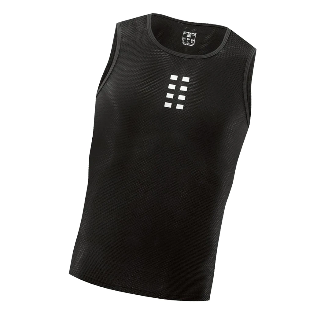 Adult Men's Sleeveless Cycling Vest - Breathable & Quick Dry - Bike Base Layer, Biking Undershirt, Athletic Sports Tops - Black