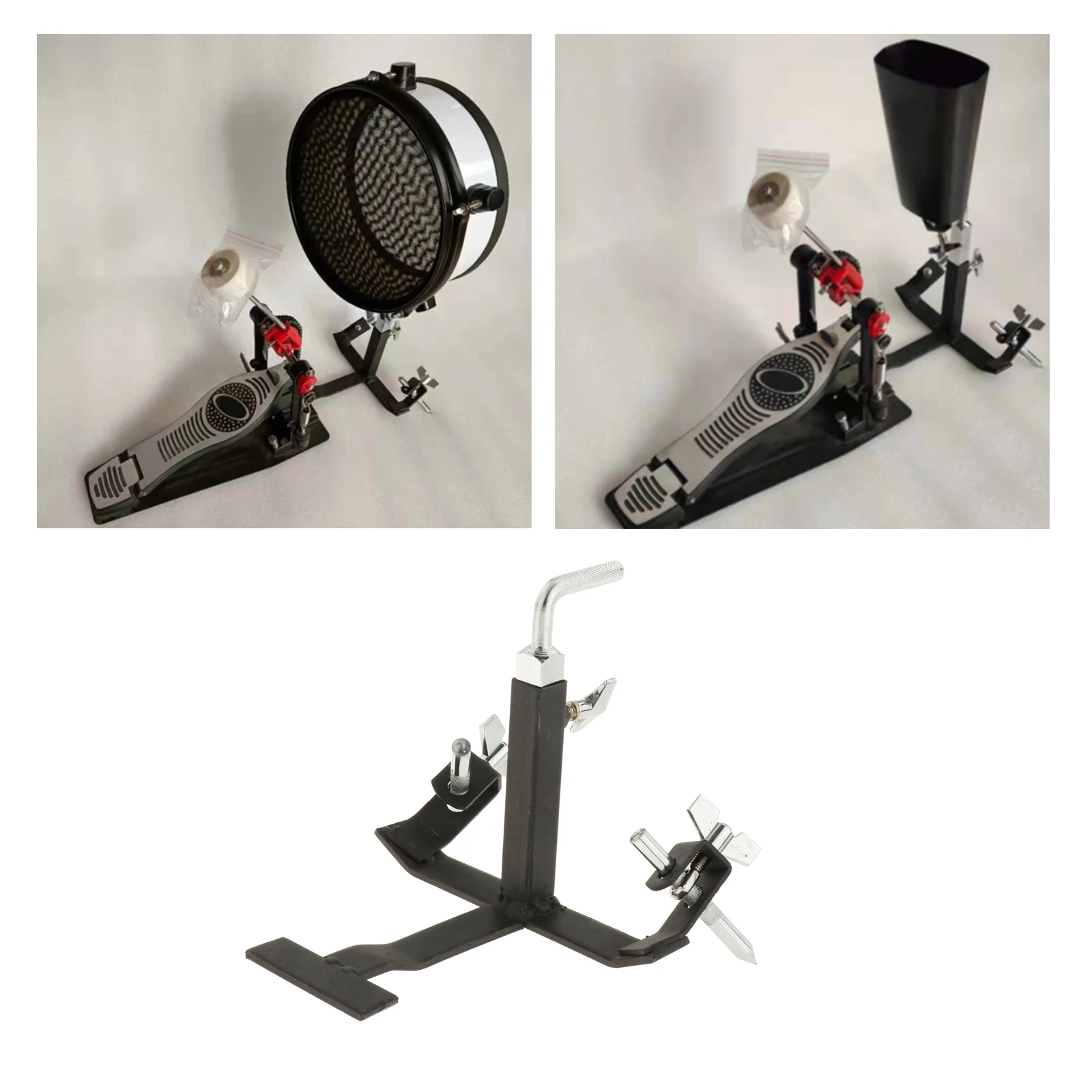 B Baosity Drum Cymbal Stand Pedals Cowbell Attach Percussion Adjustable for Concert 