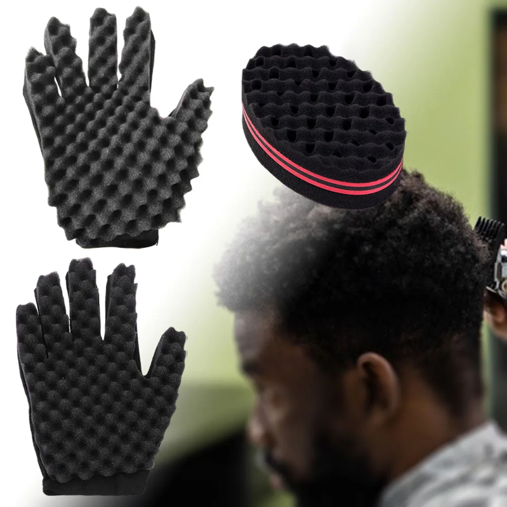 Hair Curl Sponge Gloves Hair Curl Glove Soft Hair Sponge Glove Set for Hair Twist Curl Afro Hair Barber Men Women Children