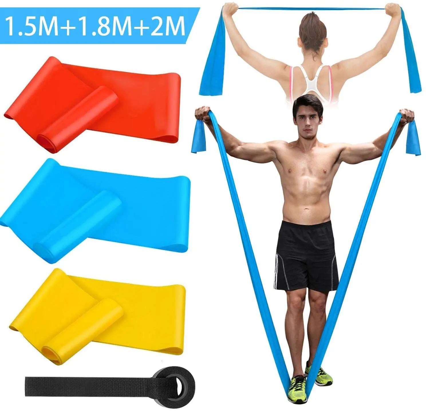 Strength Training FitKit Resistance Band 1.5M or 2M Stretch Pilates 