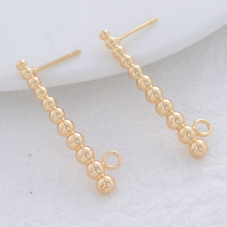 4PCS 4*33MM 14K Gold Überzogene Messing Lange Ball Stud Ohrringe Hohe Qualität Schmuck Machen Liefert diy Zubehör – Detail 1
