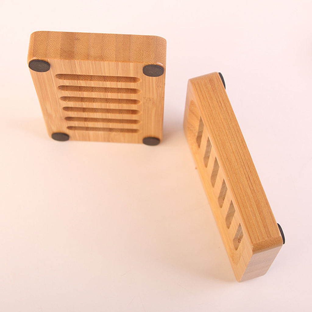 Bamboo Soap Dish Rectangular Clean Wooden Container Natural Color Sponge Holder for RV Bathtub Countertop Sinks Outdoor