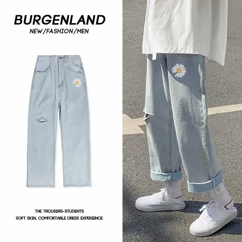 2021 Ripped Womens Jeans Straight Leg 