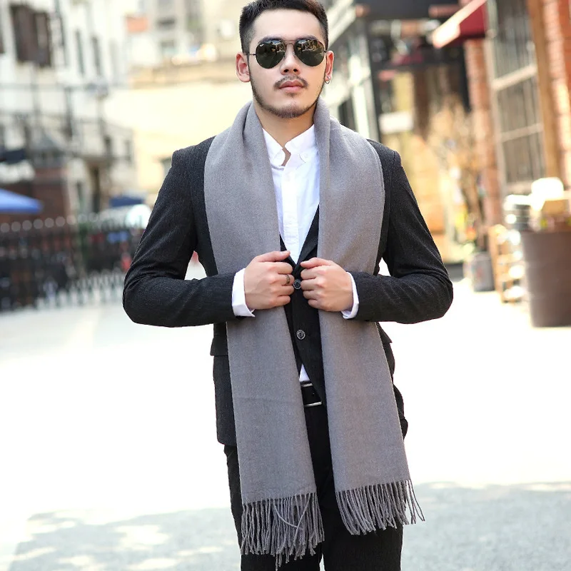 man scarf New Artificial Cashmere Scarf Men's Winter Warm Pashmina Shawl Luxury Plain Neck Scarves Outdoor Windproof Birthday Gift For Man head wraps for men