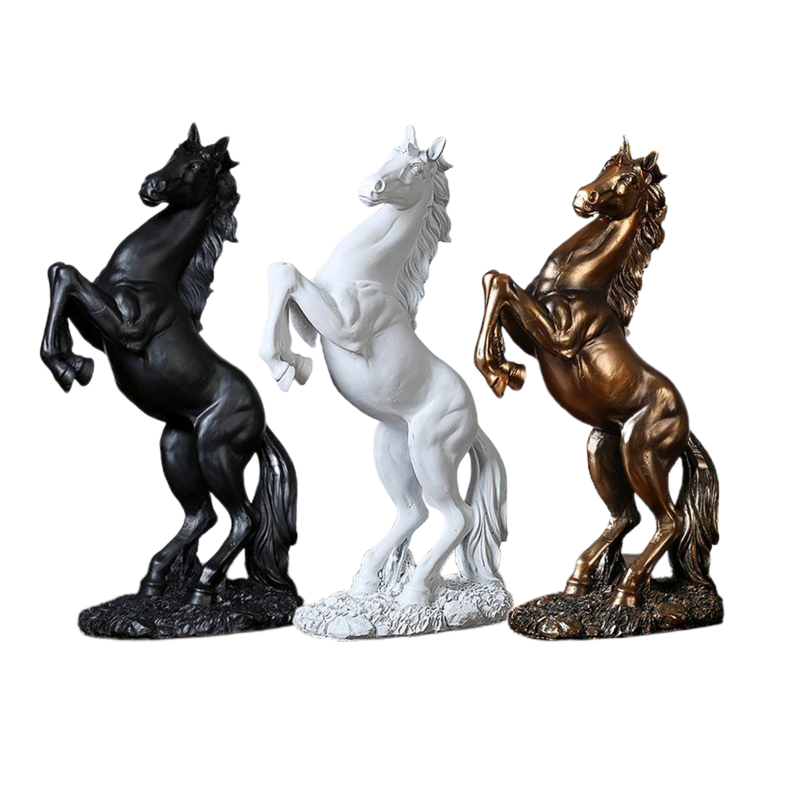 Horse Statue Figurines - Resin Standing Fighting Horse Sculpture Home Office Decoration Tabletop Decor Ornaments