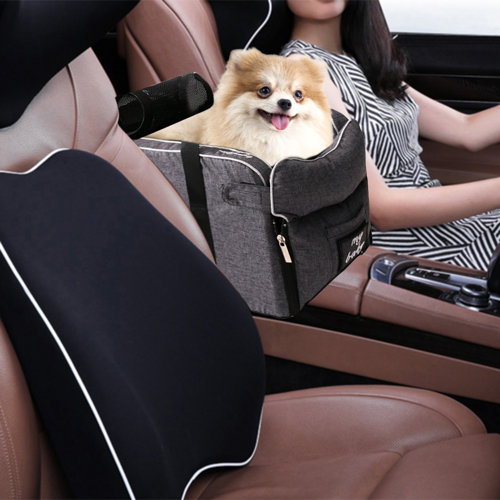 Portable Dog Car Carrier Non-Slip Pet Booster Seat Anti-Collapse Mat Crate for Car Armrest Box Scratchproof Cage Nest House