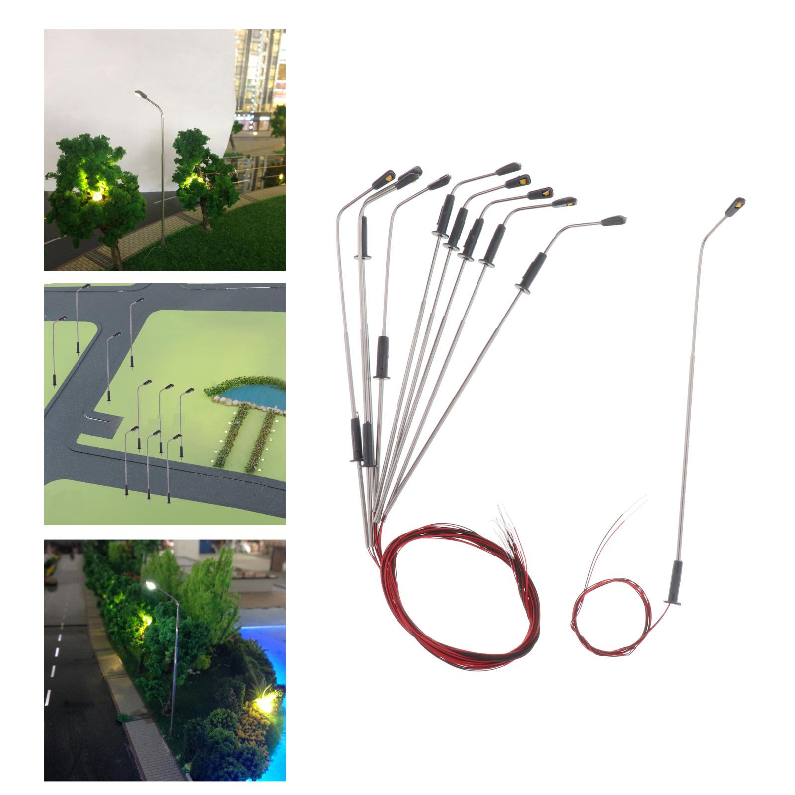 10x Miniature Railroad LED Light Garden Micro Landscape Lamppost Accessory 1:150 Scale 8cm
