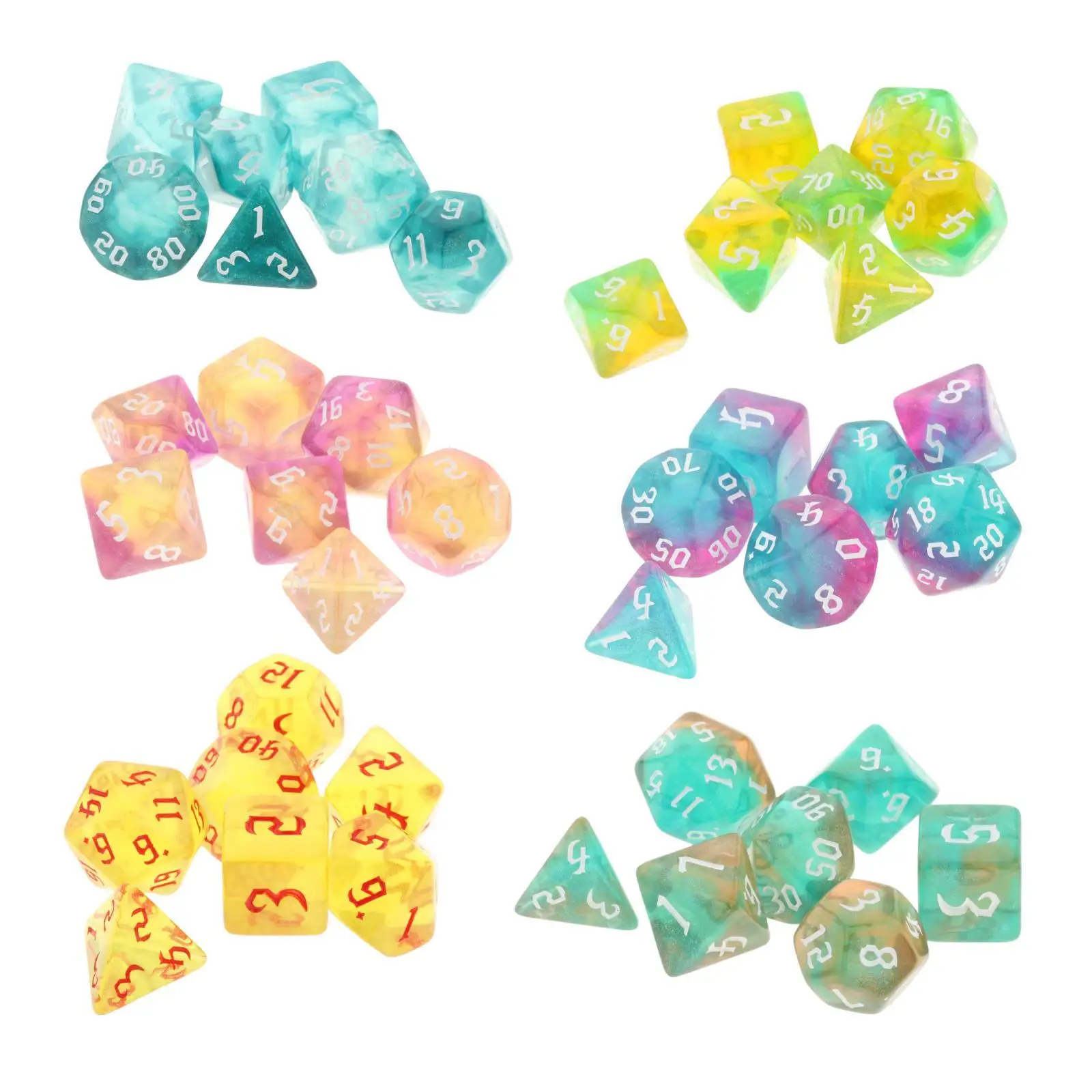 7 Pieces Polyhedral Dice Set Educational Toys Party Supplies Table Games Digital Dice