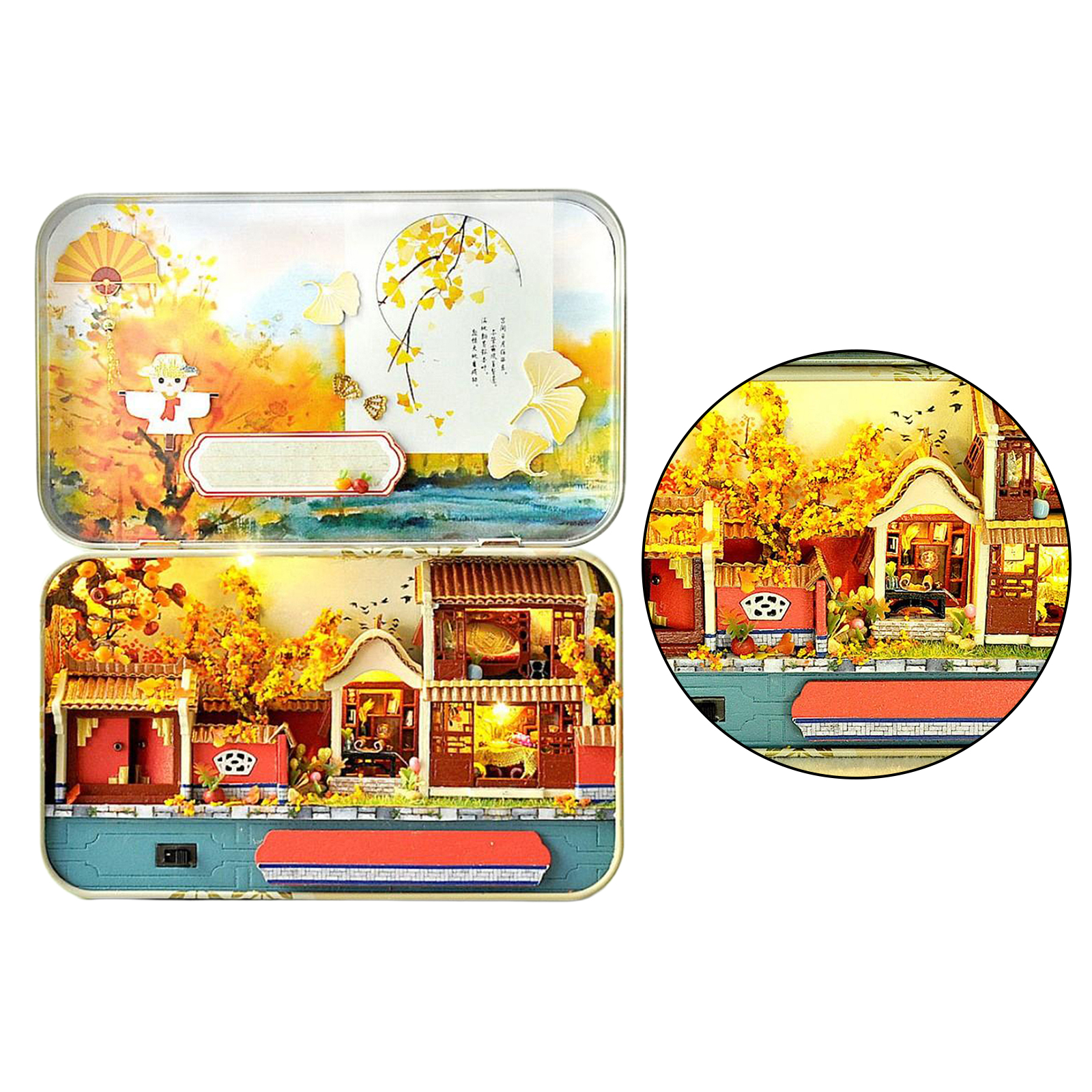 DIY Theatre Dollhouse Creative Autumn Maple Cottage Puzzles Kit Box Gift