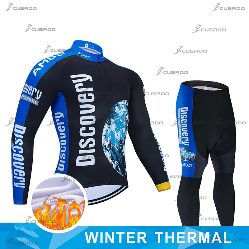 DISCOVERY TEAM LONG Sets MTB Cycling Jersey Custom Made Ropa Ciclismo Short  Cycling Wear Team Winter Thermal Fleece