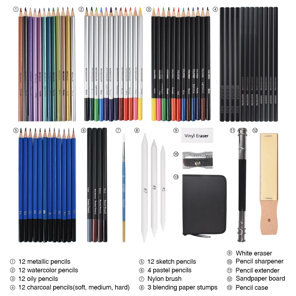 cor e lápis de esboço definido para