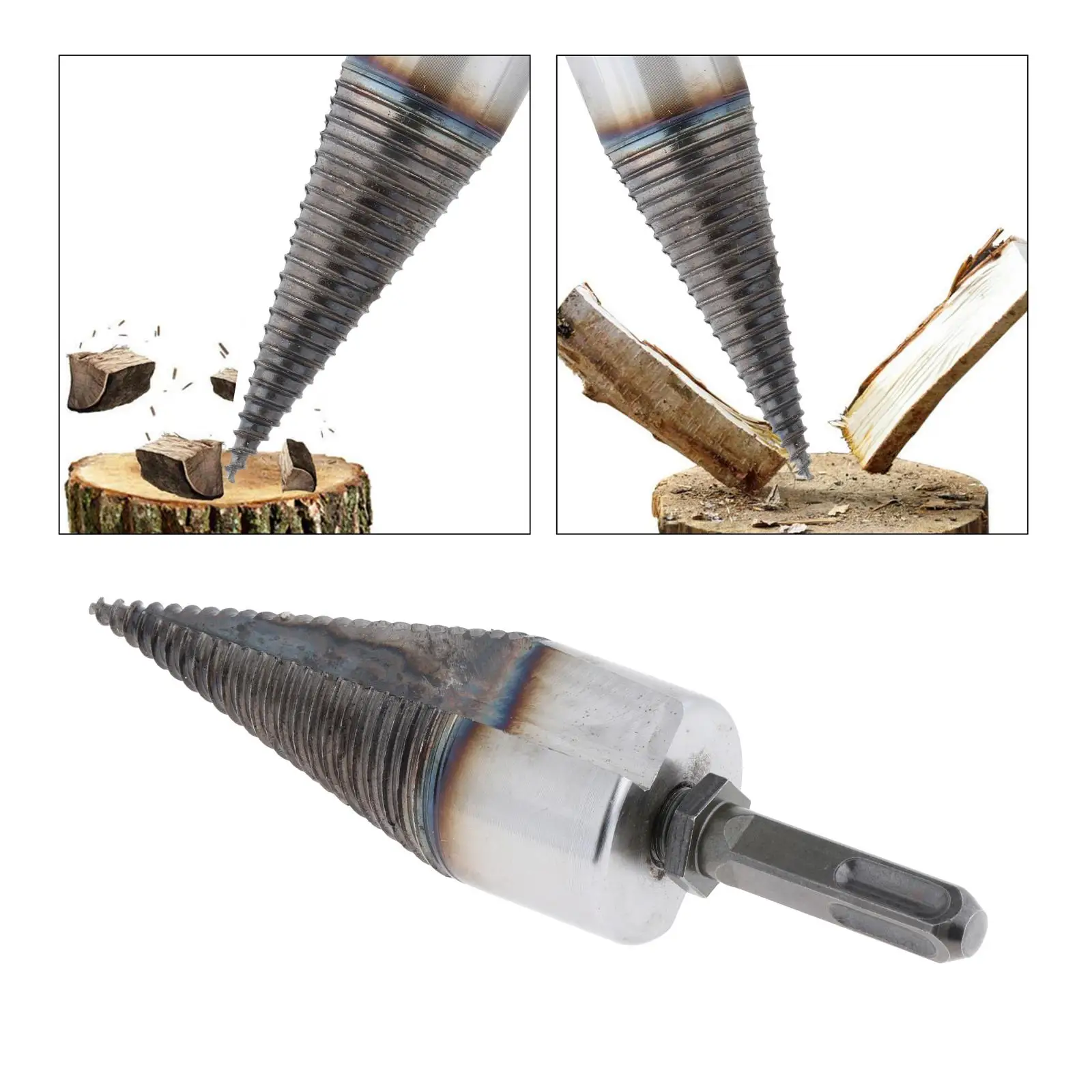 Wood Splitter Drill Firewood Log Splitter Drill Bit Heavy Duty Woodworking Splitting Wood Cone Drill Bit Step Drill Bit 