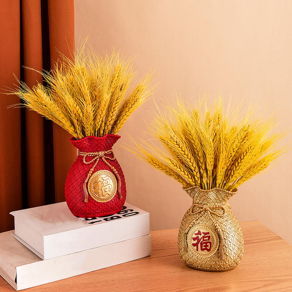 Resin Flower Vase Planter Pot Money Bag Shape Art Feng Shui Wealth Bouquet Floral Holder for Table Decoration Home Cabinet Gift