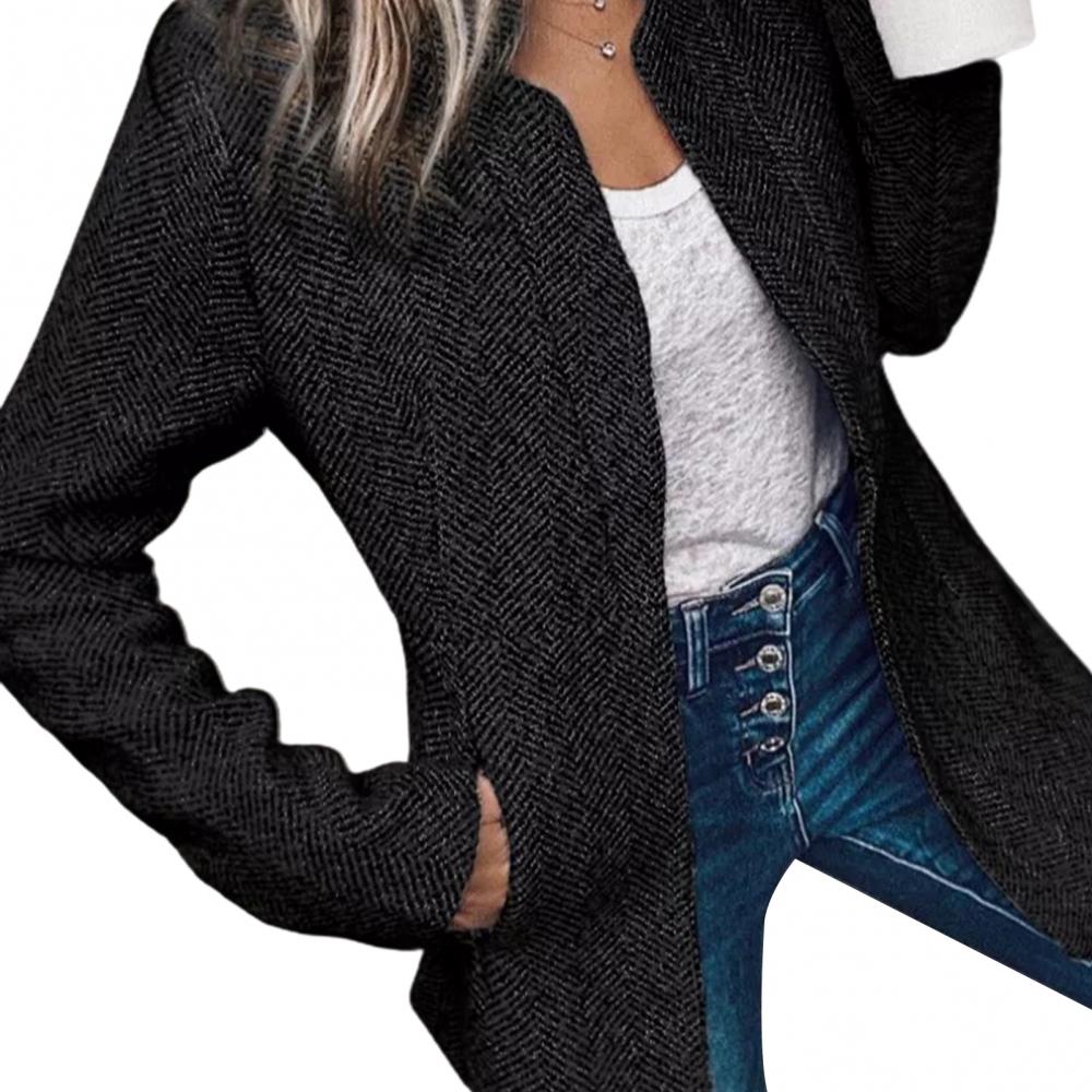 outono inverno feminino gola de manga longa grosso fino meados de comprimento casaco jacketautumn inverno feminino gola de manga comprida grosso