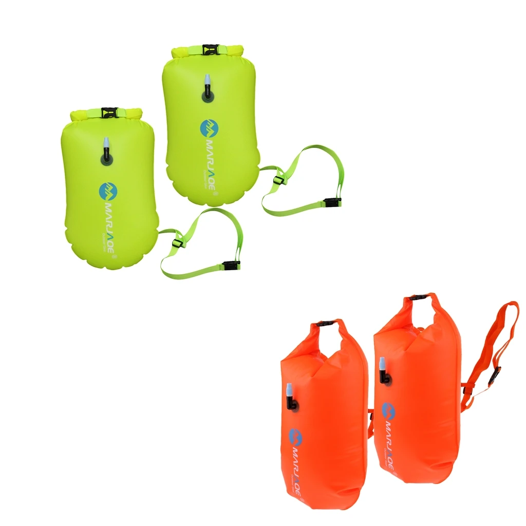 2pcs High Visibility Swimming Inflatable Dry Bag Swim Safety Float Flotation Device Open Water Swim Buoy for Diving Snorkelling