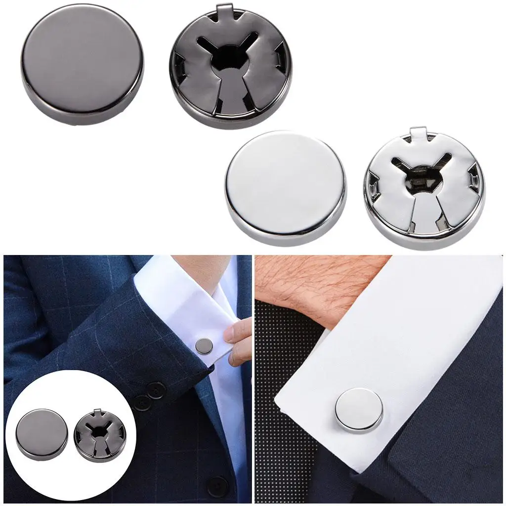 Men`s Stainless Steel Round Tuxedo Cufflinks and Button Shirt Studs Set