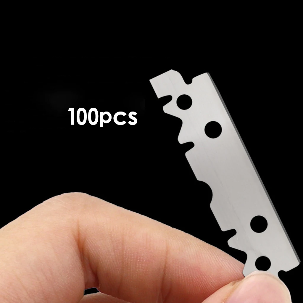100pcs Single Edge Industrial Razor Blades Box & Carton Cutter Replacement Scraper Razor Blades for Scrapers Cutting Tools 