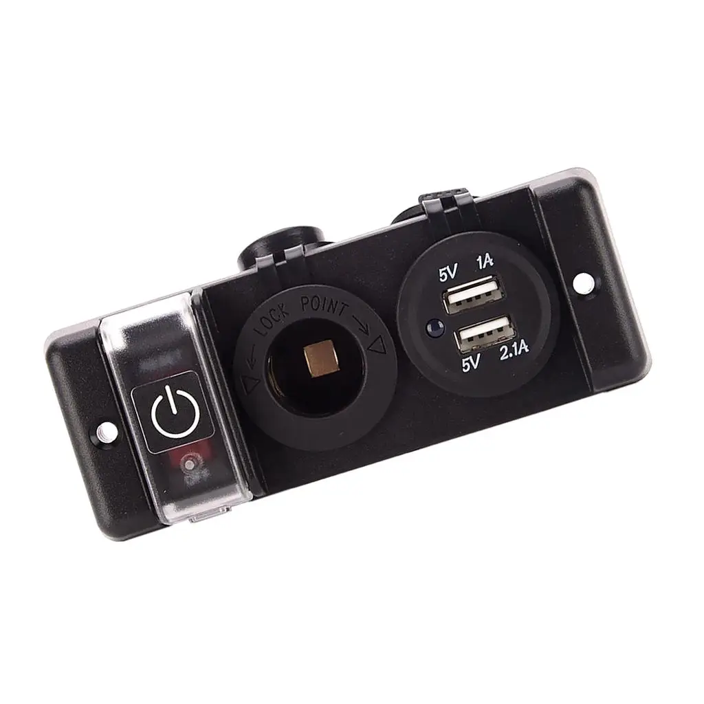 12V Car Modification USB Car Charging Cigarette Lighter Set S-1684 Black