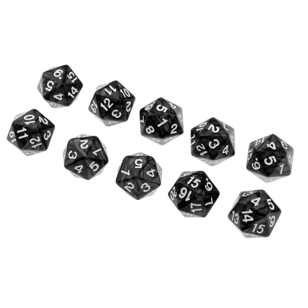 10Pcs Acrylic 20-Sided Role Playing Dices Toys TRPG Board Game for MTG DND