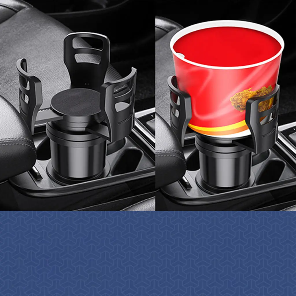 2 in 1 Multifunctional Car Cup Holder, Adjustable Beverage Drink Holder with 360Rotating Adjustable Base