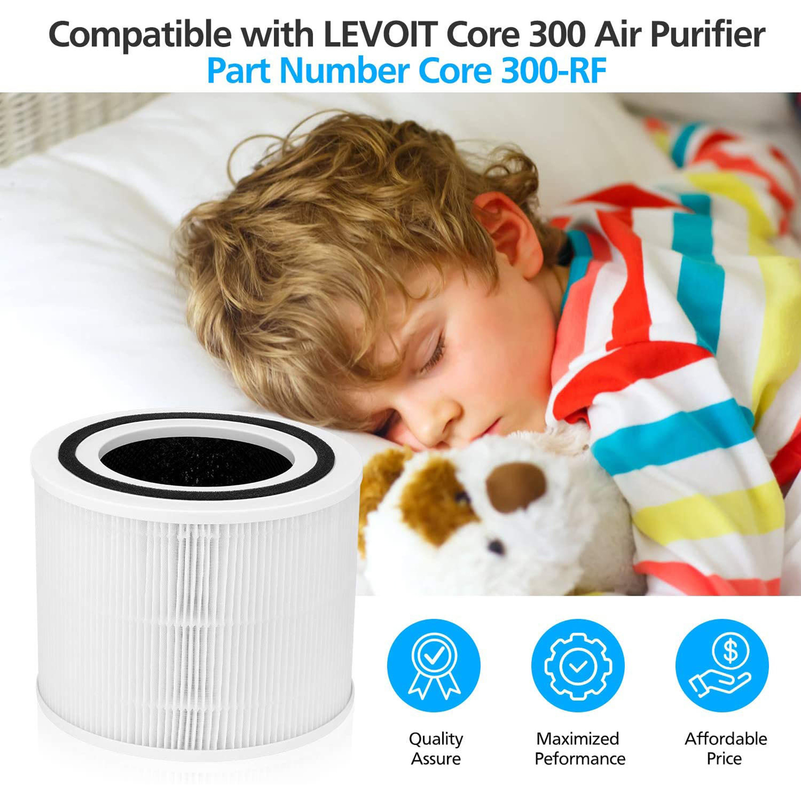 True HEPA Replacement Filters for LEVOIT Core 300 Core 300-RF Air Purifier