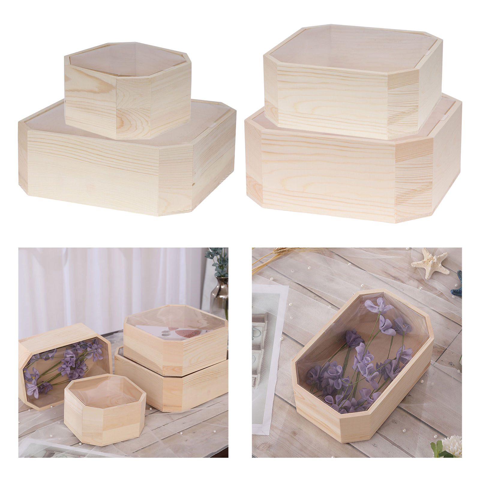 Wooden Storage Box Window Design Soap Flower Gift Packing Wood Box Wedding Rings Organizer Case