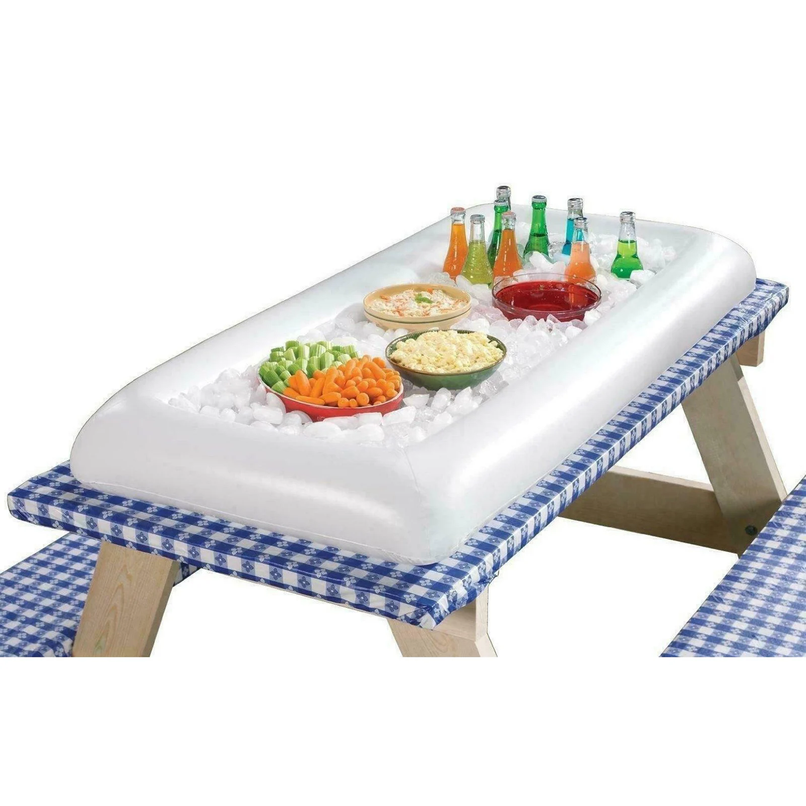 Pool Float Inflatable Beer Table Mattress Ice Bucket Serving Salad Bar Tray Food 