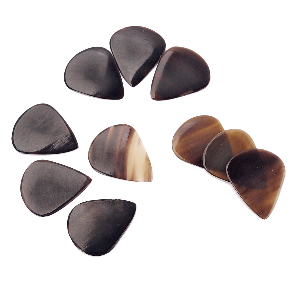 10 Pieces Buffalo Horn Guitar Picks for Bass Mandolin Banjo 0.8--1.2mm