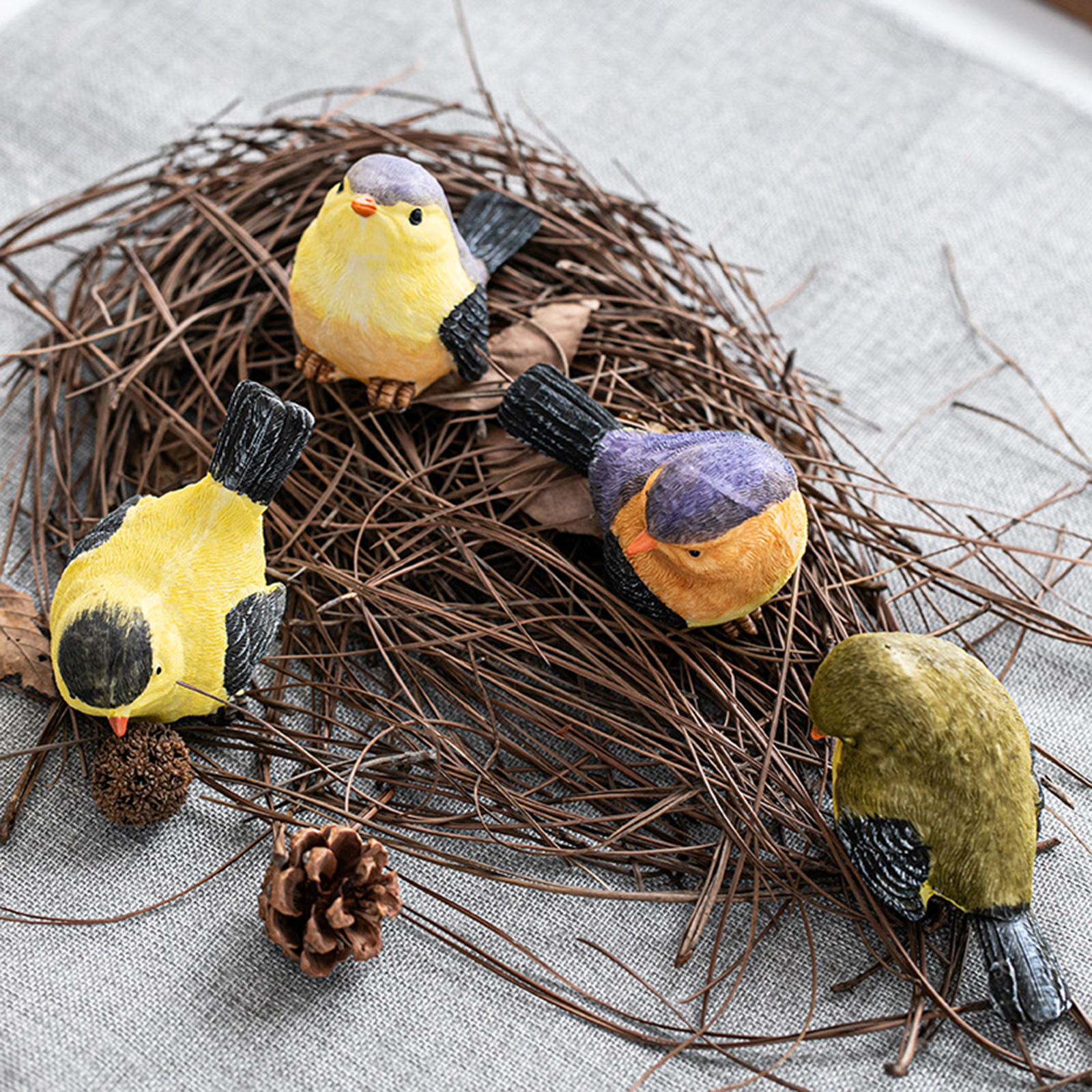 4 PCS Craft Lovely Bird Figurine Funny Micro Landscape Resin Magpie Garden Statues Sculpture Lawn Home Outdoor Decoration Gift
