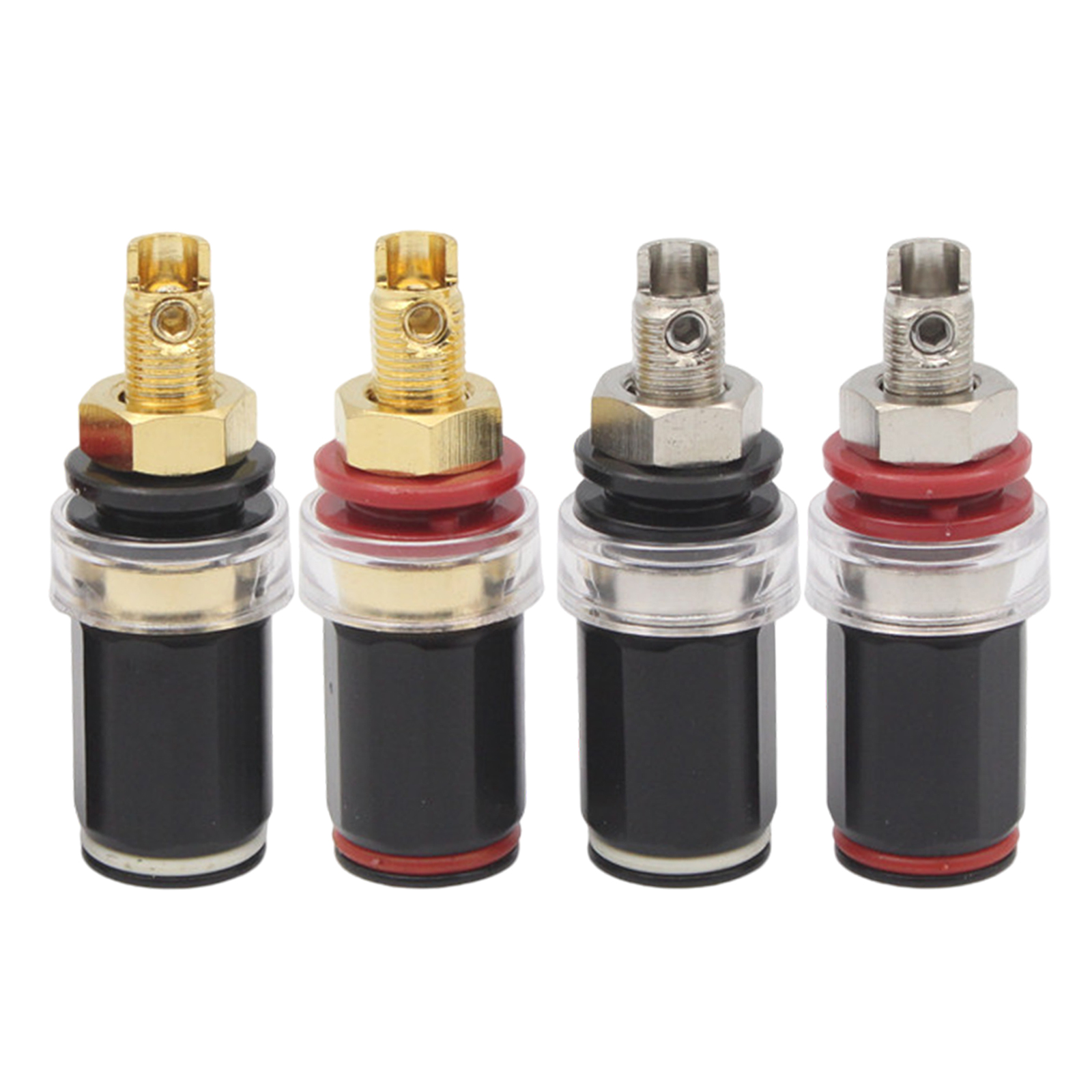 4 pcs HIFI Speaker Terminal 50mm Pure Copper Gold-plated Terminal Block Amplifier Audio Banana  Socket Connector