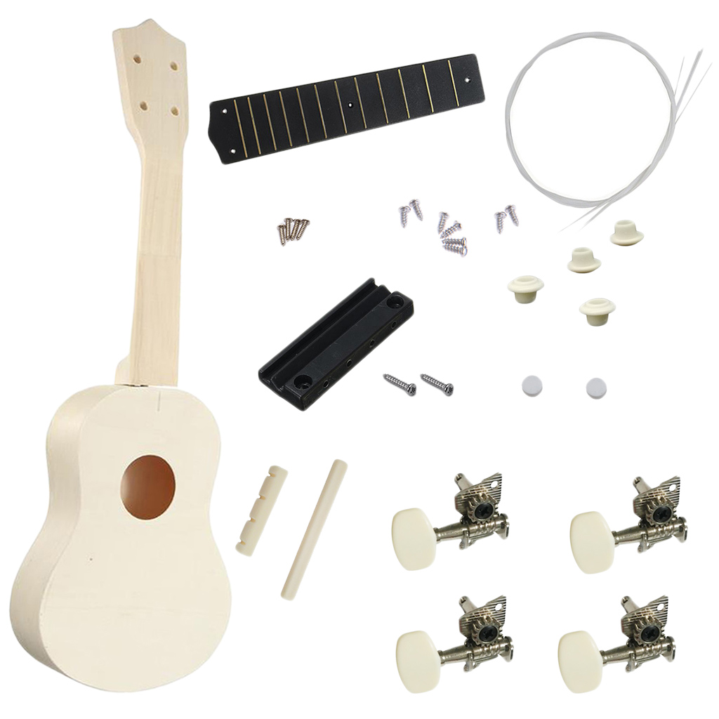 Basswood Soprano Ukulele Assembly Set 4 Strings Guitar Uke Handicraft Material for