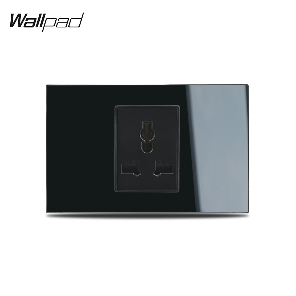 118*75mm Schwarz Universal Buchse Wallpad L3 Gehärtetem Glas Panel Multifunktions EU AU UNS China Stecker Ladegerät Platten kind Sicher – Detail 1